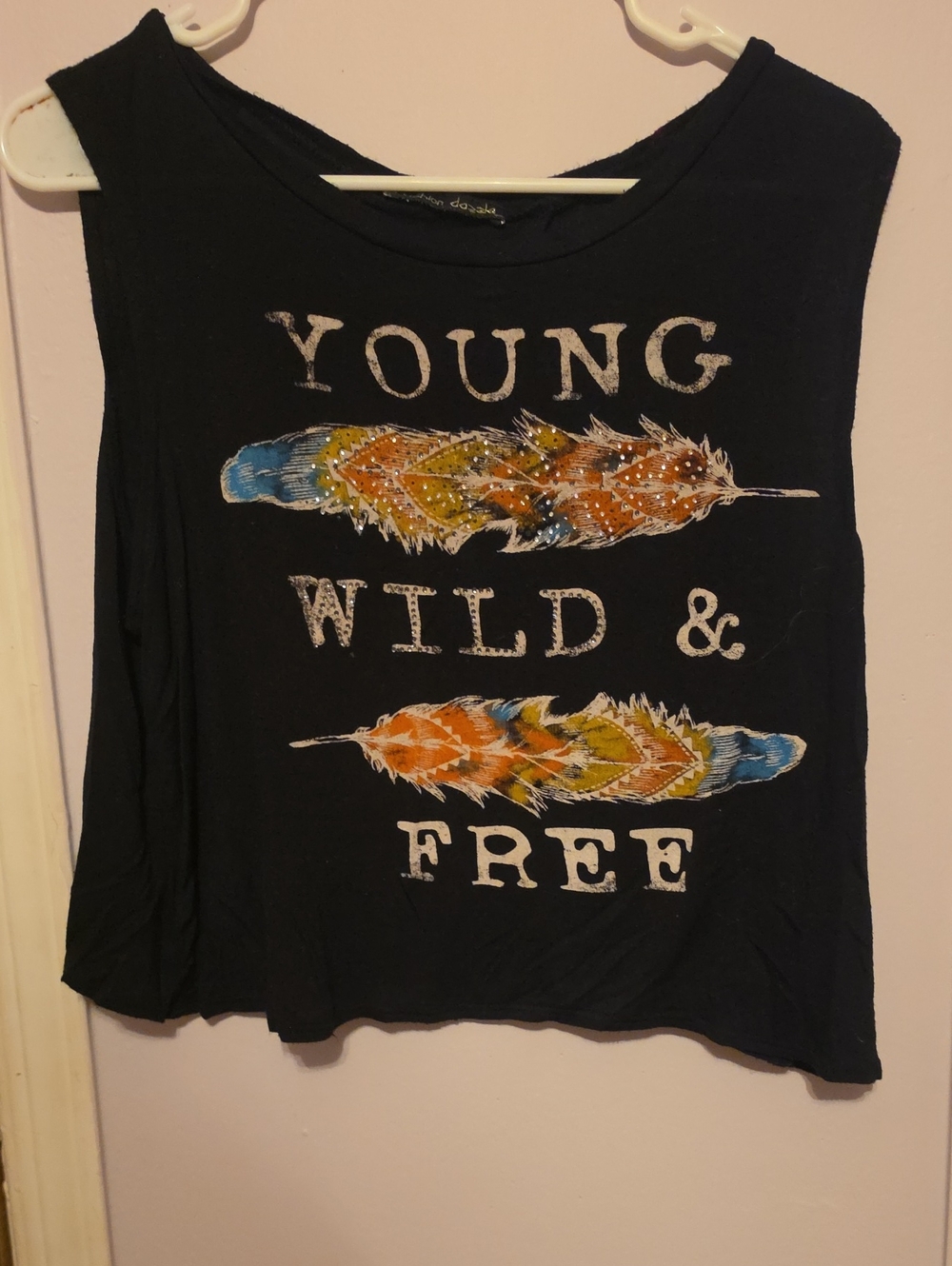 Black "Young Wild & Free" Graphic Tank Top - Kids